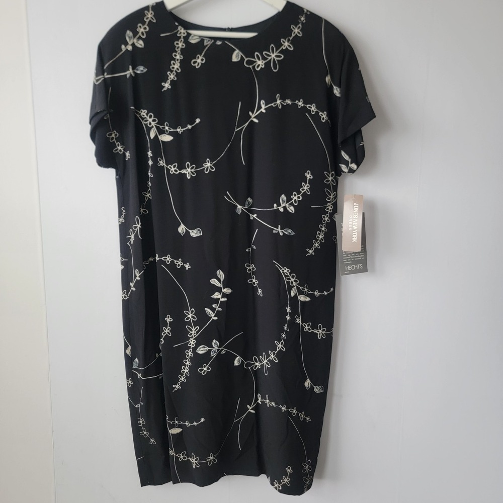 Jones new york women's floral midi dress size 10 padded short sleeve lined